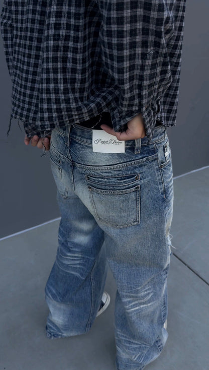 BAGGY DISTRESSED SELVEDGE DENIM
