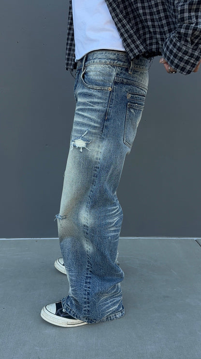 BAGGY DISTRESSED SELVEDGE DENIM